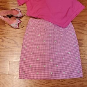 TALBOTS HOT PINK GINGHAM PENCIL SKIRT 8P